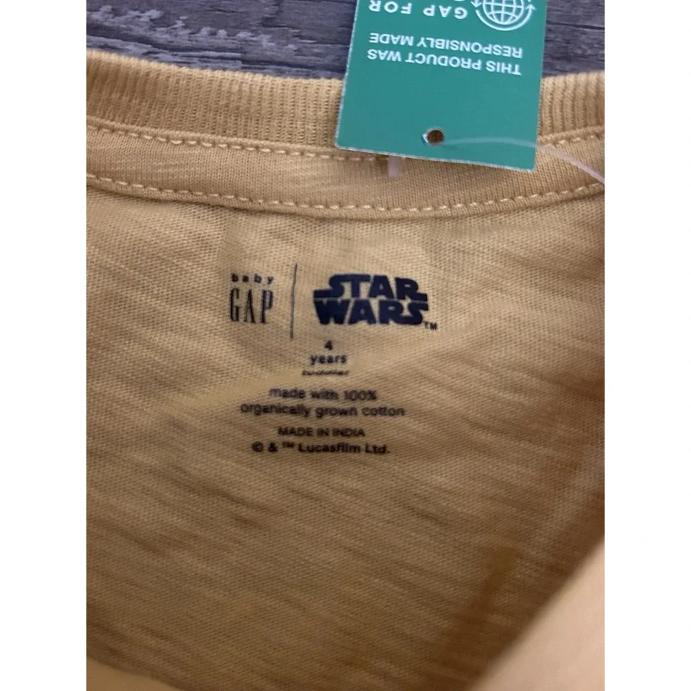 Gap Star Wars Grogu Organic Cotton Long Sleeve Graphic Tee Tan 4 Years